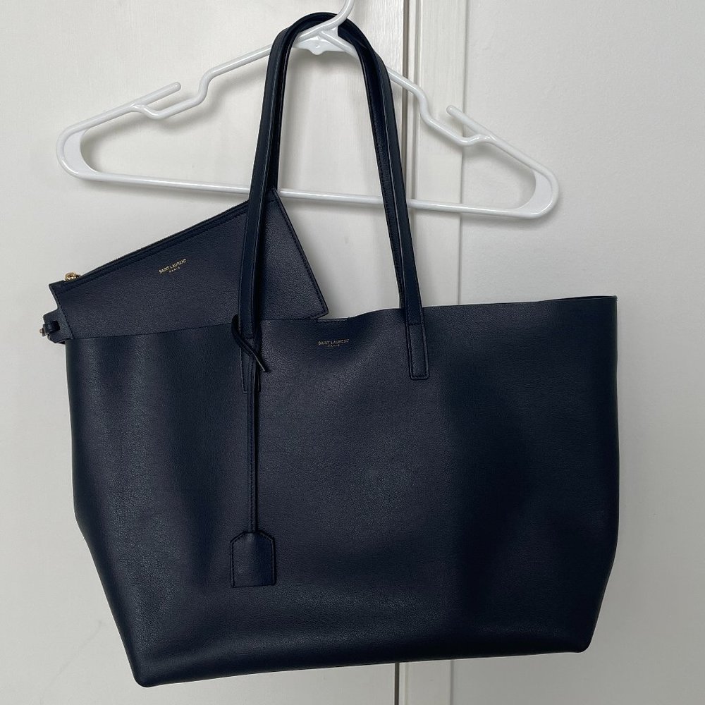 Saint Laurent East West Calfskin Tote Navy